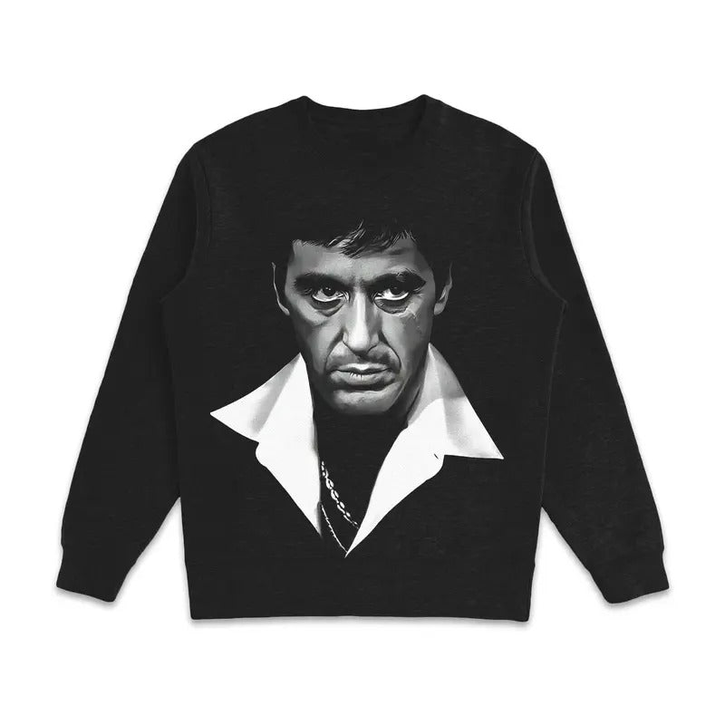 Tony Montana Scarface Graphic Vintage Crewneck Sweatshirt Streetwear T-Shirts, Hoodie | PodTeesHub.com