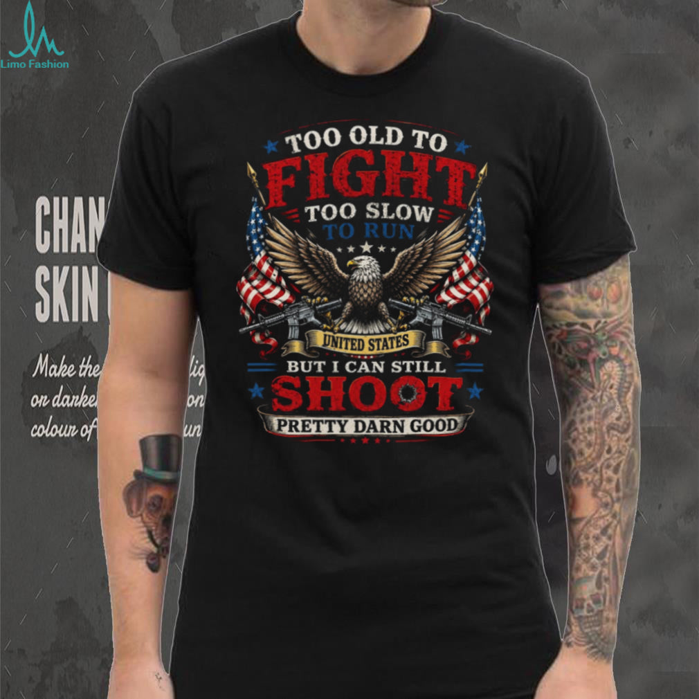 Too Old To Fight Veteran Patriotic Eagle Graphic T Shirt