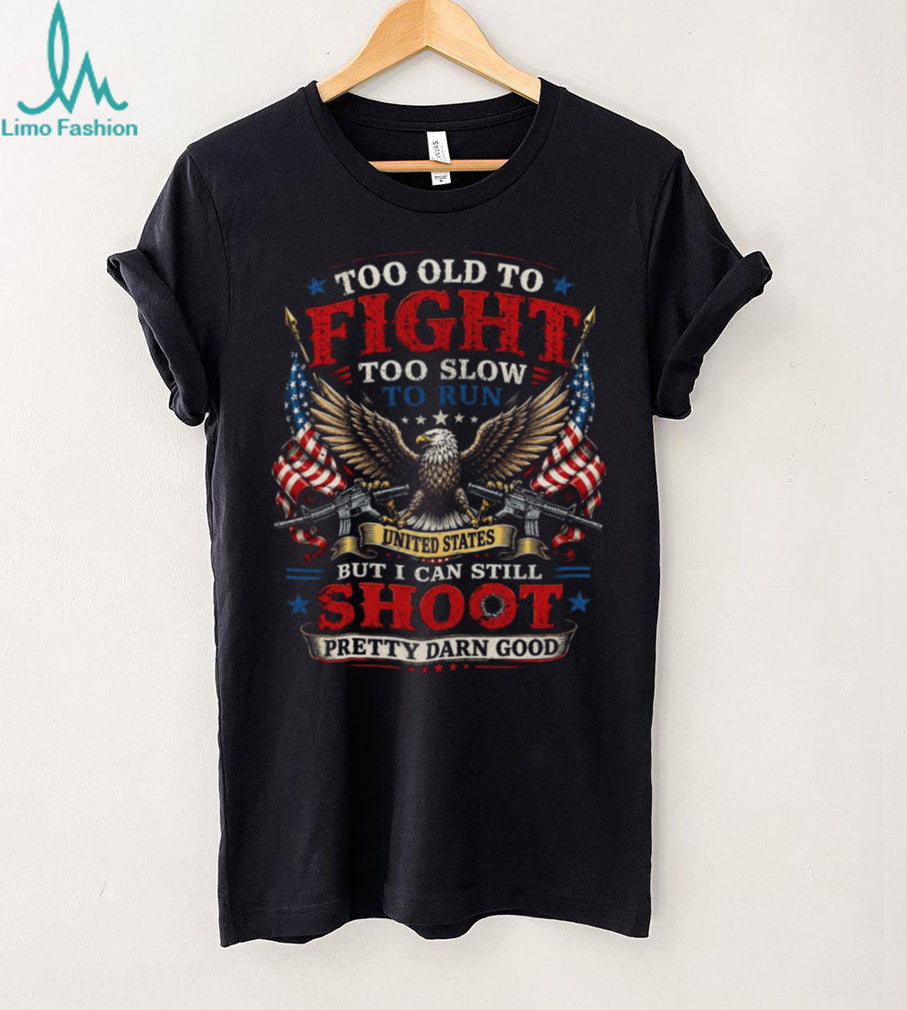 Too Old To Fight Veteran Patriotic Eagle Graphic T Shirt