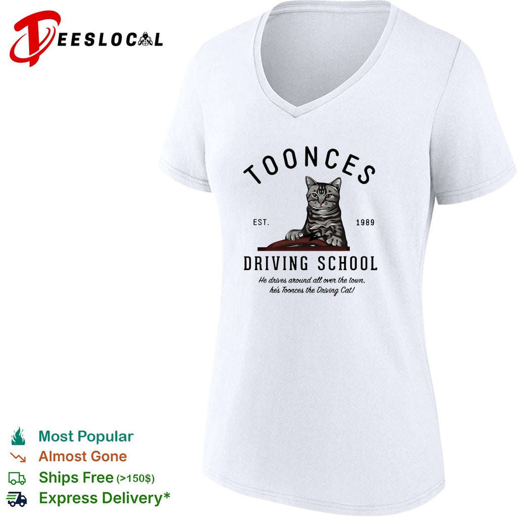 Toonces driving school cat sitting at wheel 1989 he drives all over town shirt