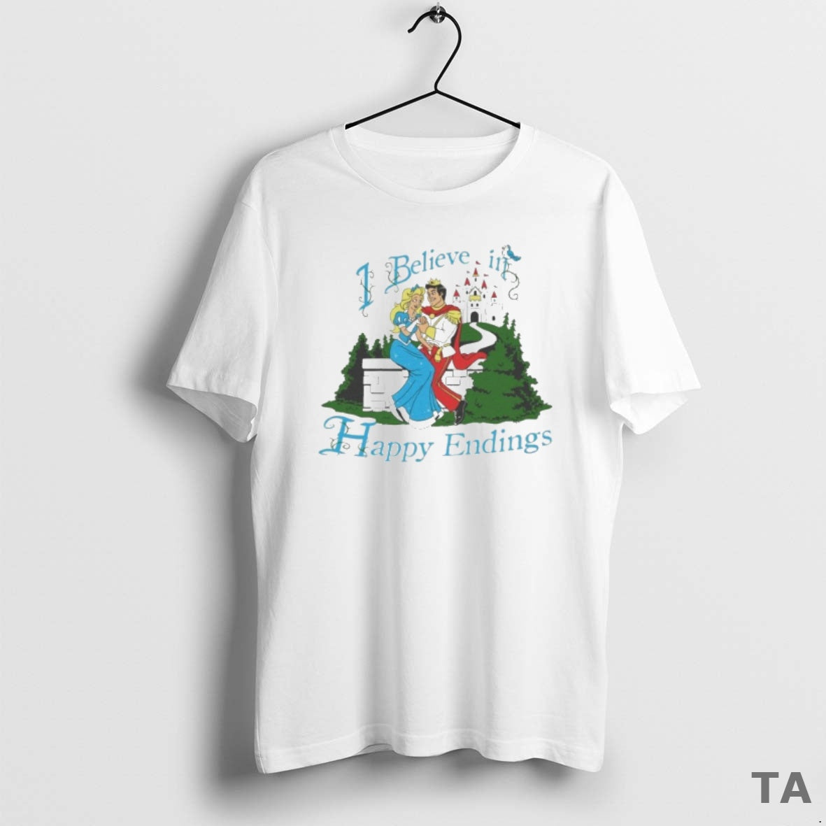 Top I Believe In Happy Endings Prince And Princess T Shirt Sweater Hoodie, Sweatshirt | PodTeesHub.com