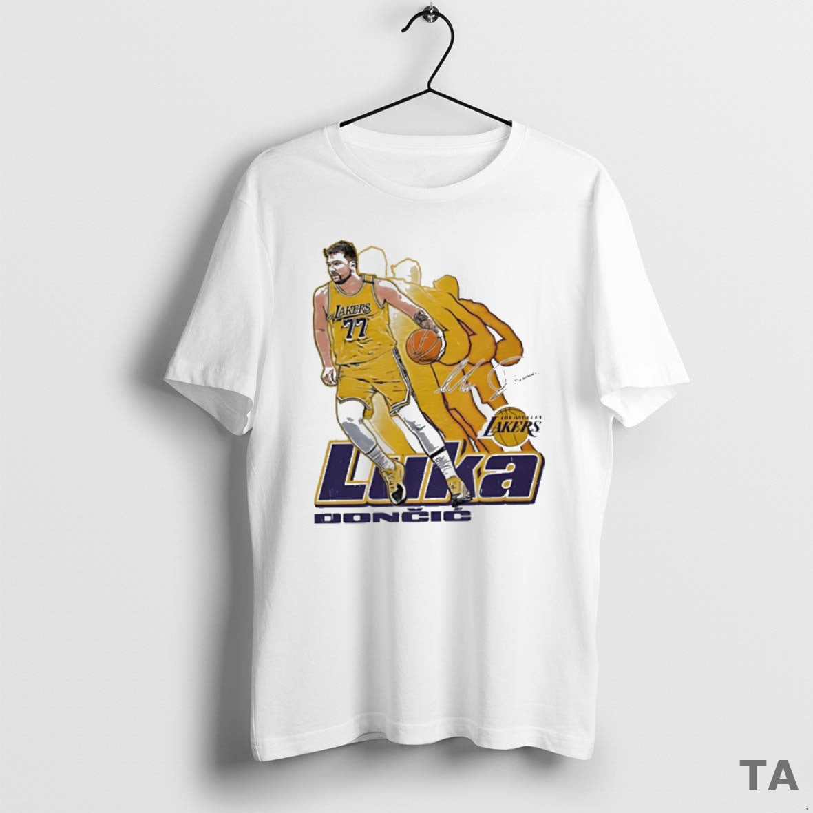 Top Luka Doncic Los Angeles Lakers Signature 77 Retro Vibe Graphic T Shirt Sweater Hoodie, Sweatshirt | PodTeesHub.com