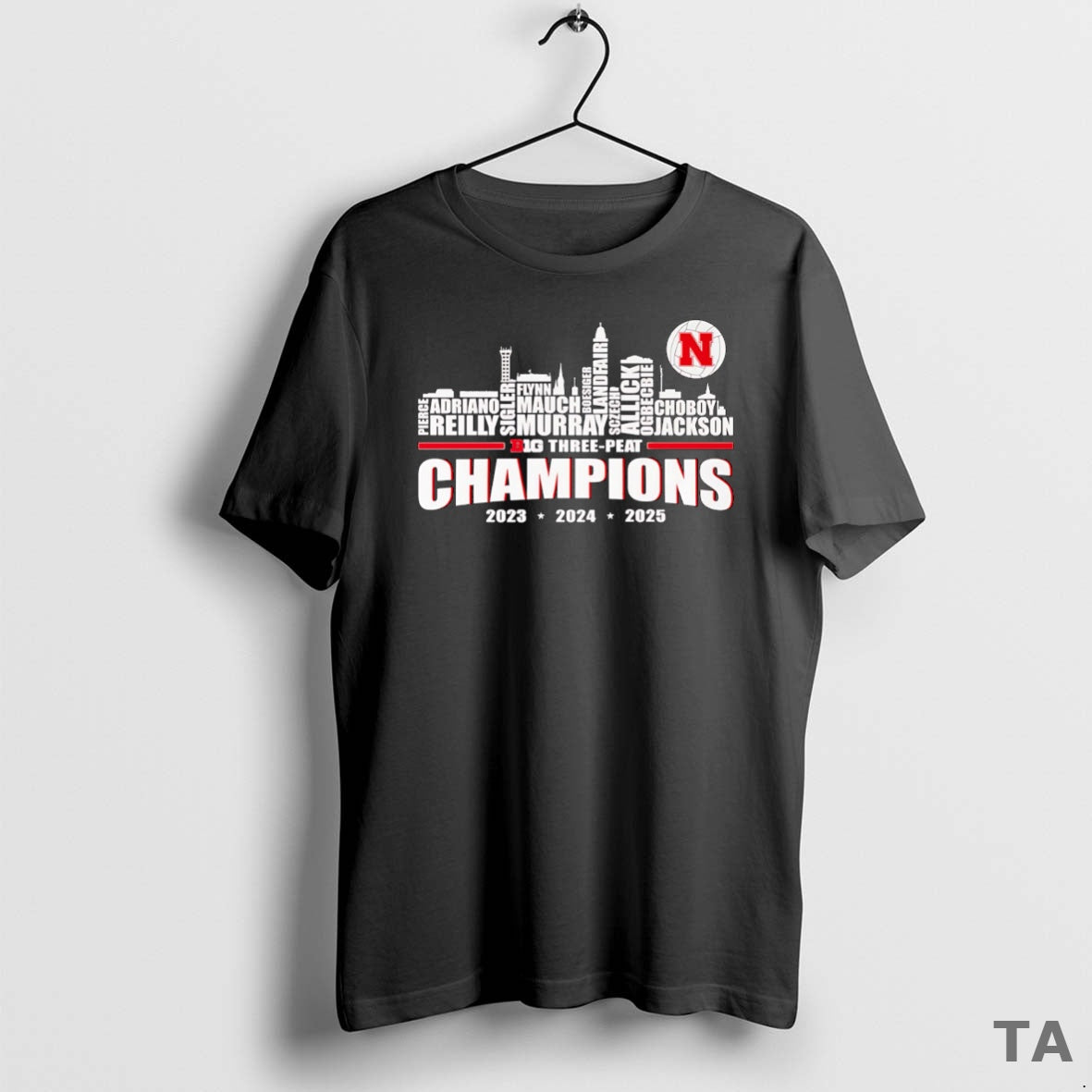 Top Nebraska Huskers Big Three Peat Champions 2025 T Shirt Sweater Hoodie, Sweatshirt | PodTeesHub.com