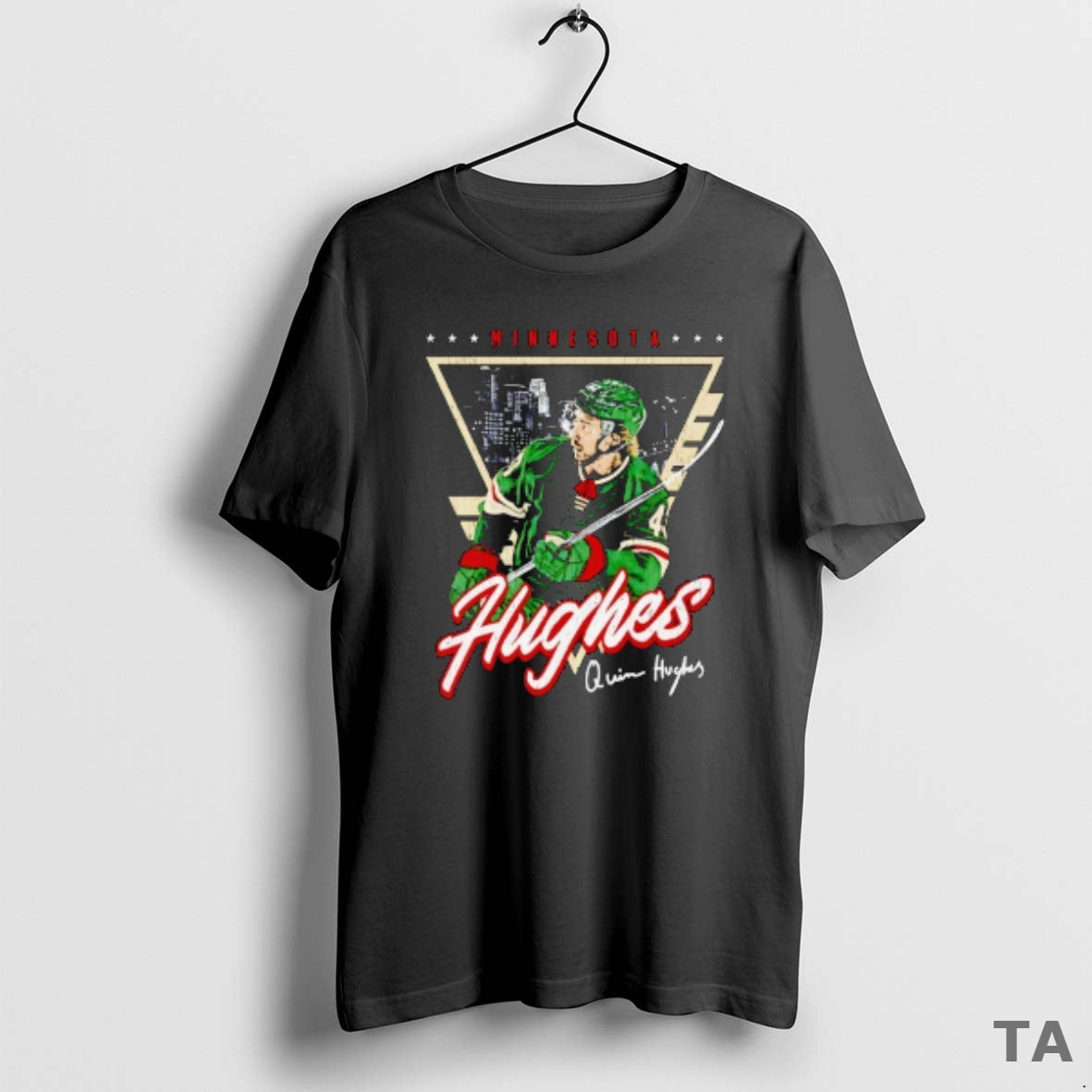 Top Quinn Hughes 43 Minnesota Wild Hokcey And Signature Vintage T Shirt Sweater Hoodie, Sweatshirt | PodTeesHub.com