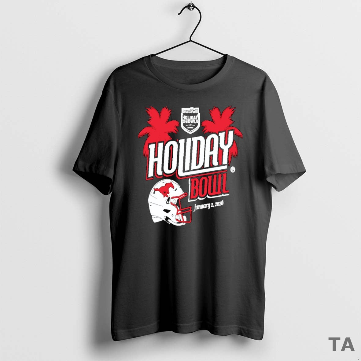 Top Smu Mustangs Trust Will Holiday Bowl 2026 Helmet T Shirt Sweater Hoodie, Sweatshirt | PodTeesHub.com