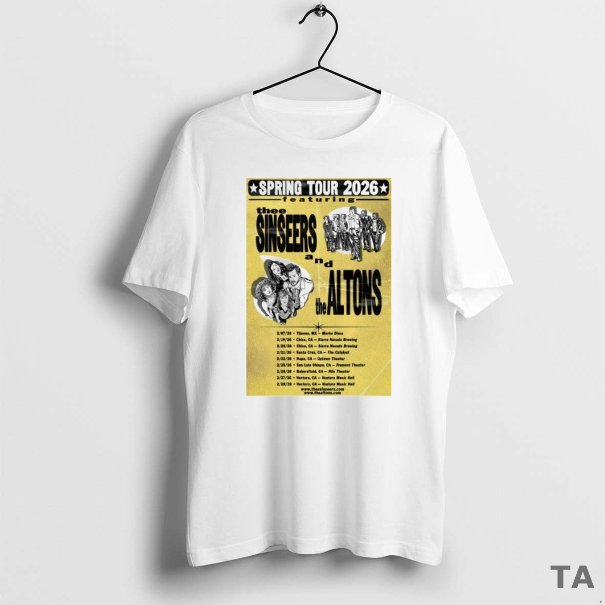 Top Thee Sinseers And The Altons Spring 2026 Tour Dates T Shirt Sweater Hoodie, Sweatshirt | PodTeesHub.com