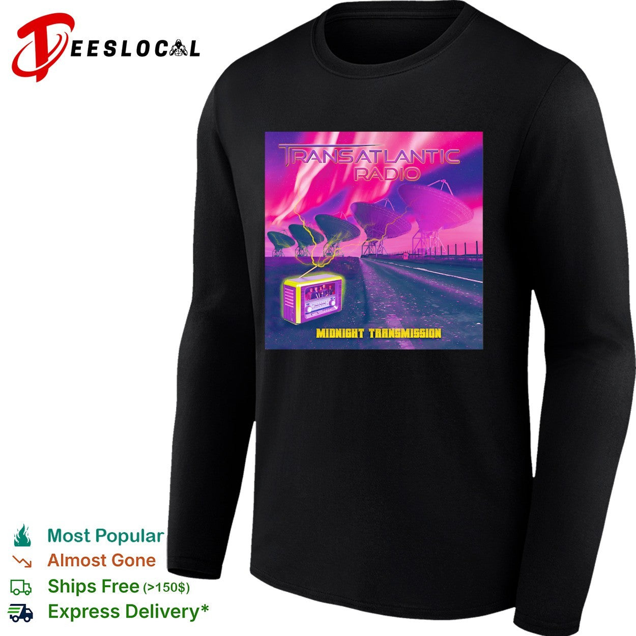 Transatlantic Radio Midnight Transmission satellite dishes shirt