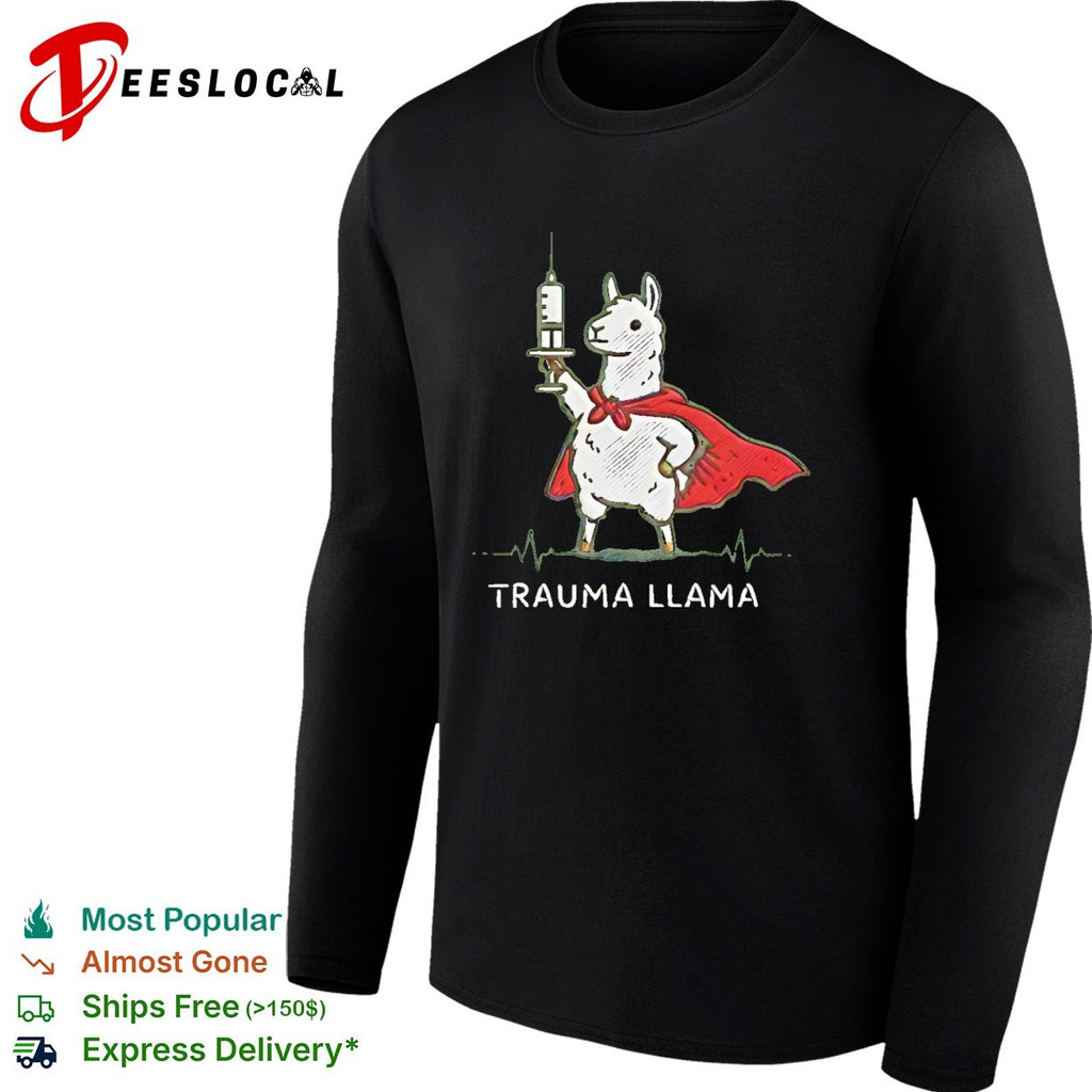 Trauma llama superhero holding syringe medical nurse shirt
