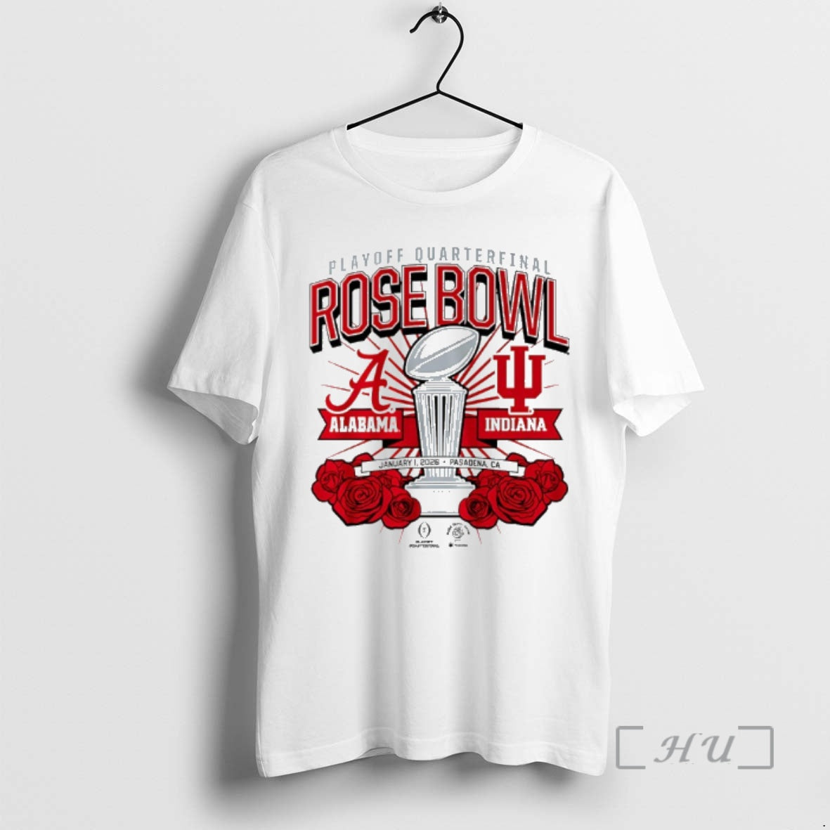 Trending Indiana Hoosiers And Alabama Crimson Tide 2025 Cfp Rose Bowl Matchup Trophy Premium T-Shirts, Hoodie, Sweatshirt