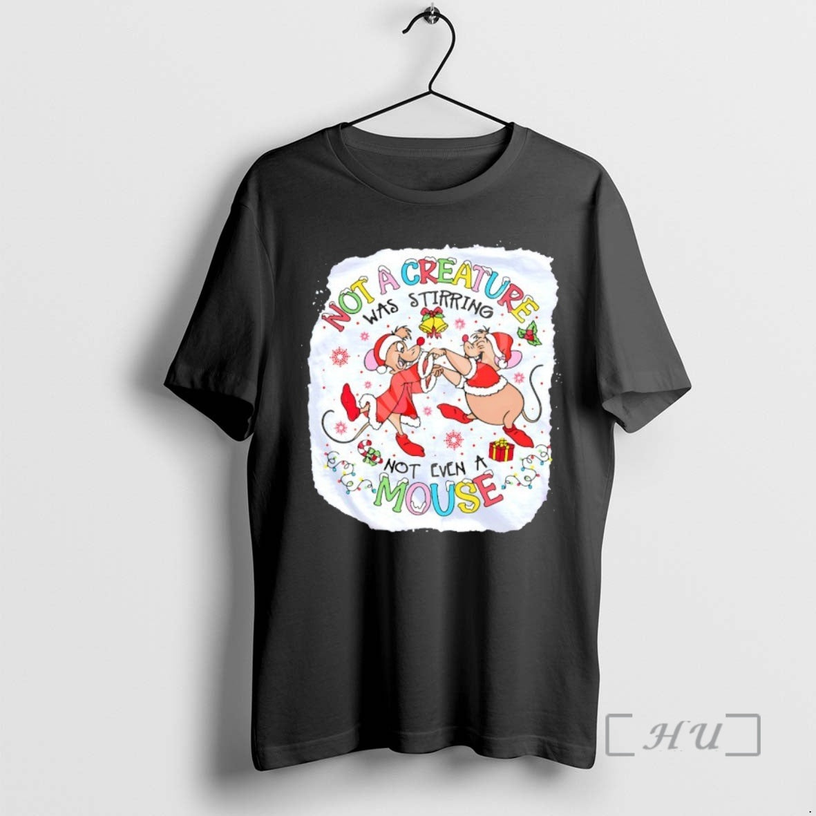 Trending Jaq And Gus Not A Creature Was Stirring Not Even A Mouse Premium T-Shirts, Hoodie, Sweatshirt | PodTeesHub.com
