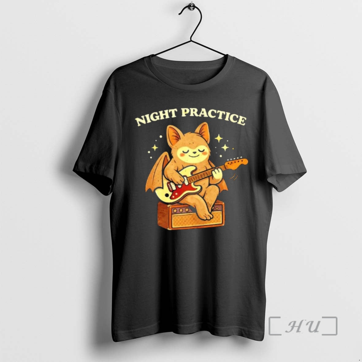 Trending Night Practice Bat Playing Guitar T-Shirts, Hoodie, Sweatshirt | PodTeesHub.com