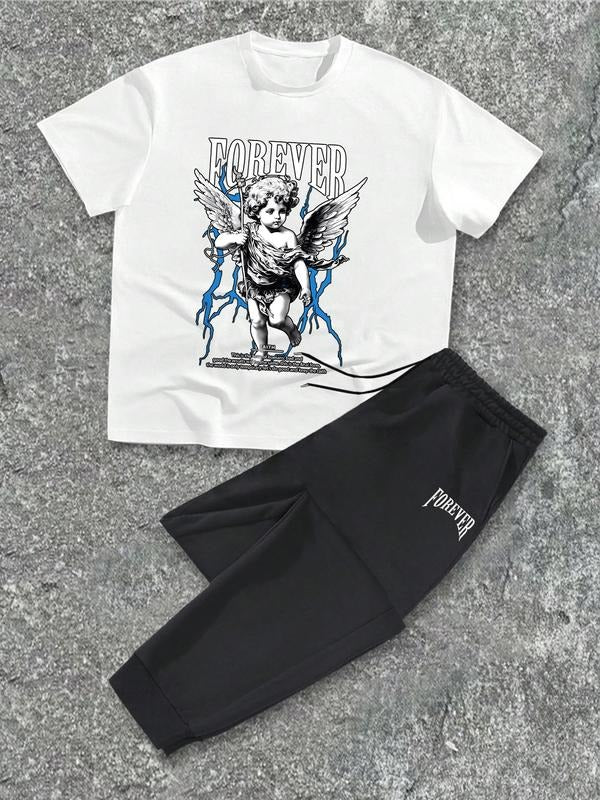 Trendy Casual Fitted T-Shirt with Large Print, All-Season Graphic Tee for Fashion Lovers, Comfortable Kint Fabric for...
