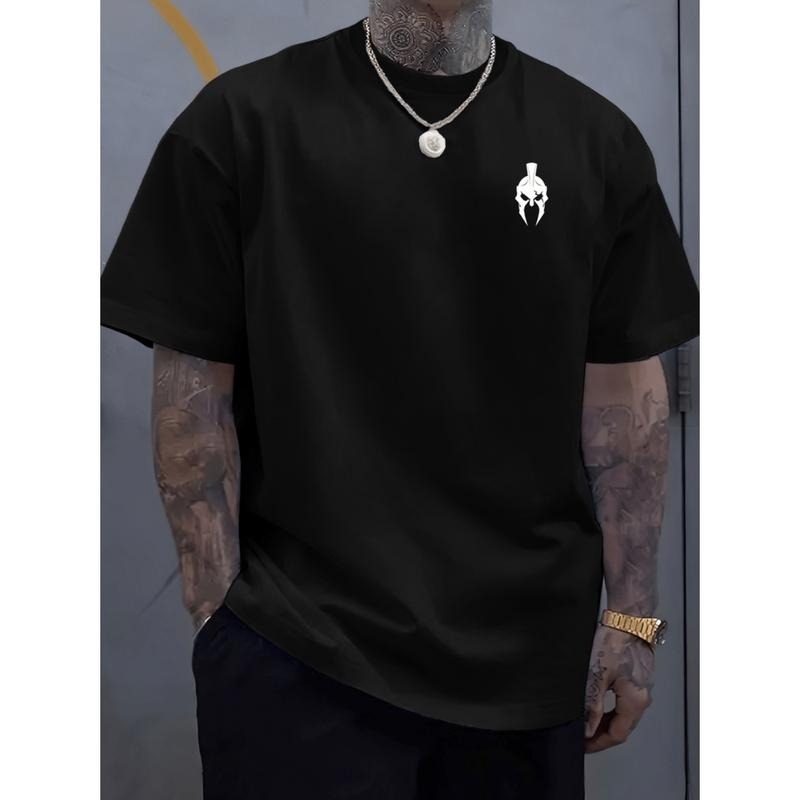 Trendy Mens Graphic Print T Shirt Summer Streetwear Casual Short Sleeve Round Neck Tee With Chest Design Regular Fit Sky...