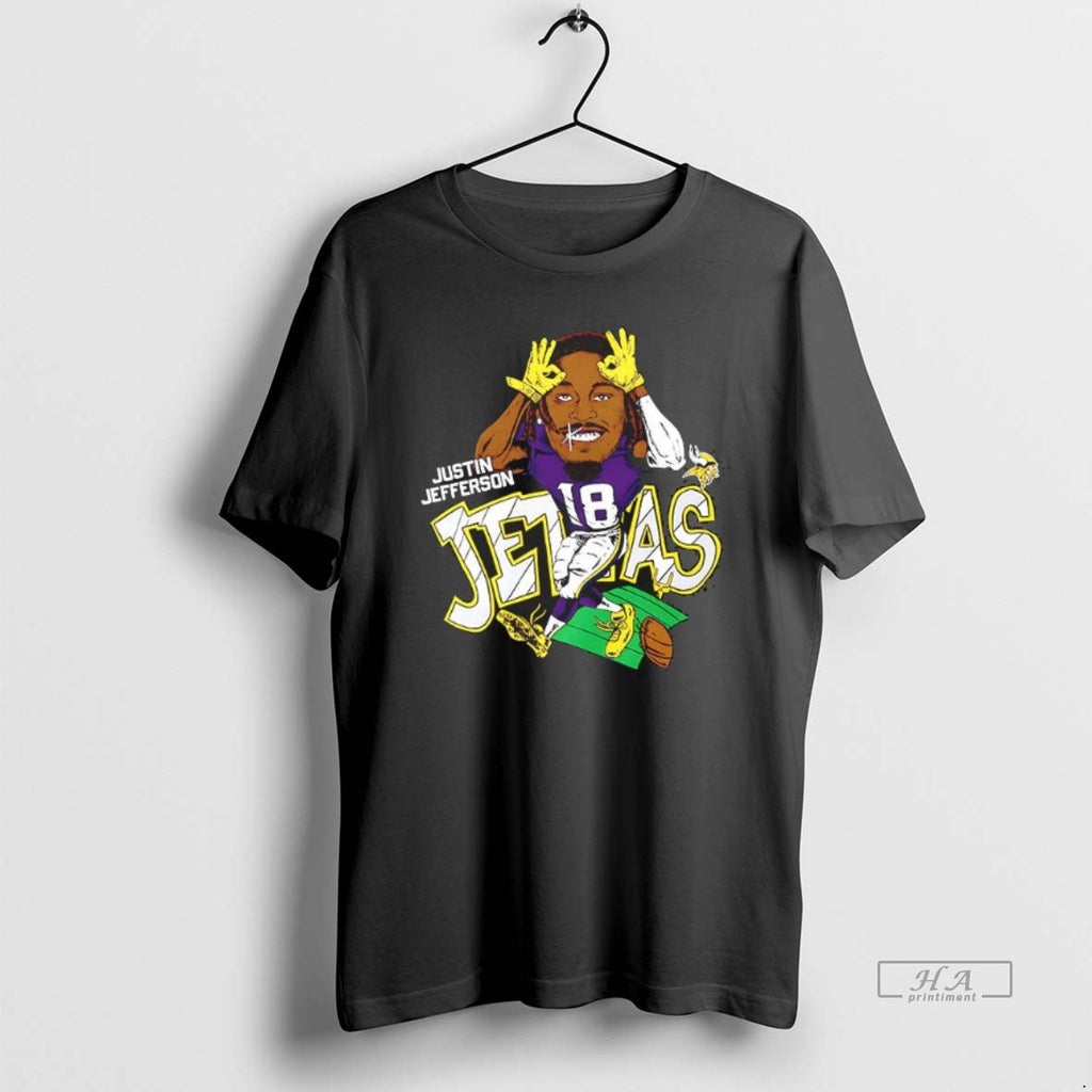Trendy Minnesota Vikings Justin Jefferson Caricature Player Graphic