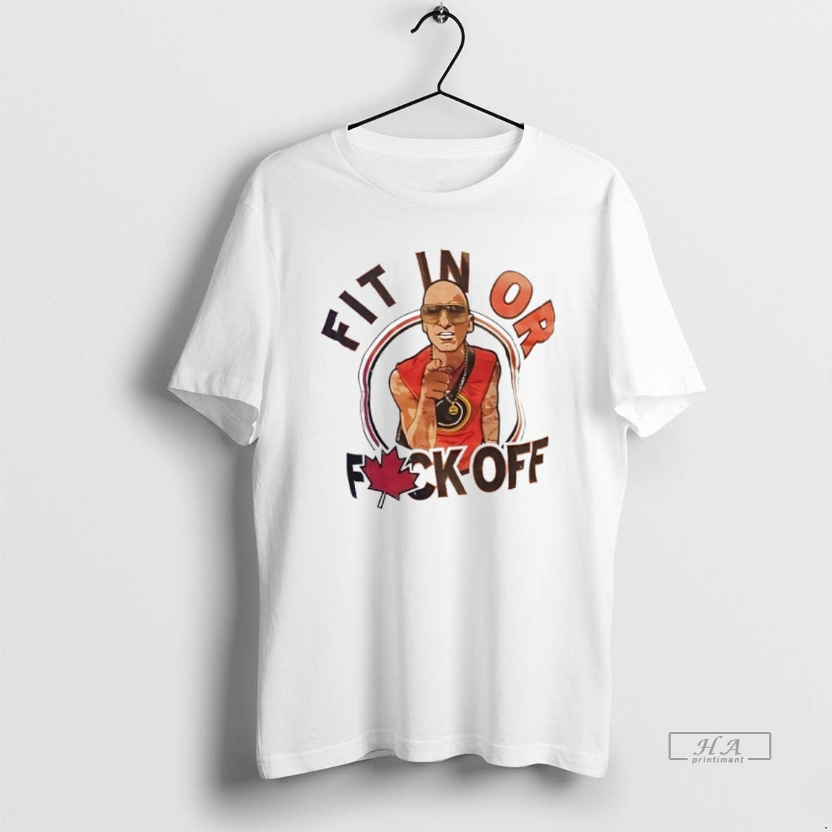 Trendy Red Maple Leaf Fit In Or Fuck Off
