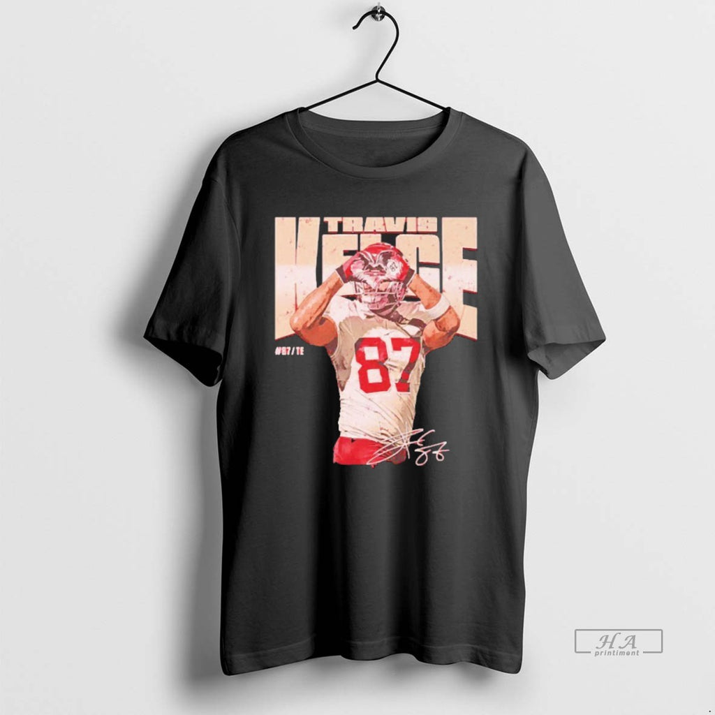 Trendy Travis Kelce 84 Kansas City Chiefs Heart Signature Blackshirt
