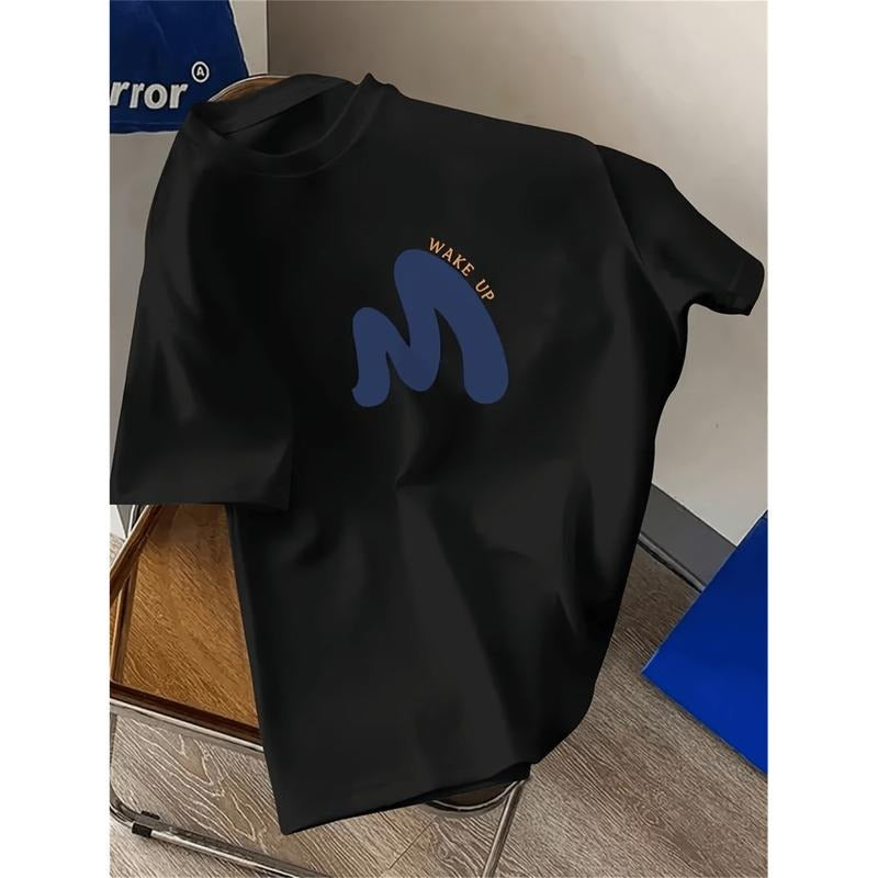 Trendy Wake Up Graphic T-Shirt For Men Casual Crew Neck Breathable Polyester Blend Summer Streetwear With Unique Design...