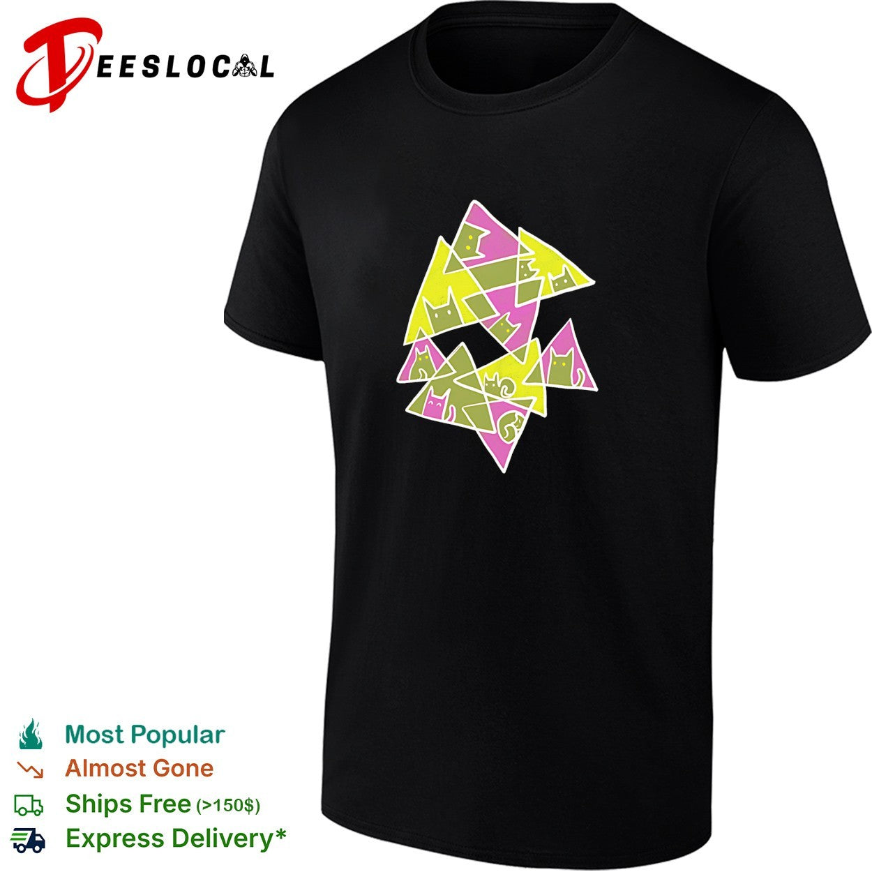 Triangular Cat Warp retro shirt