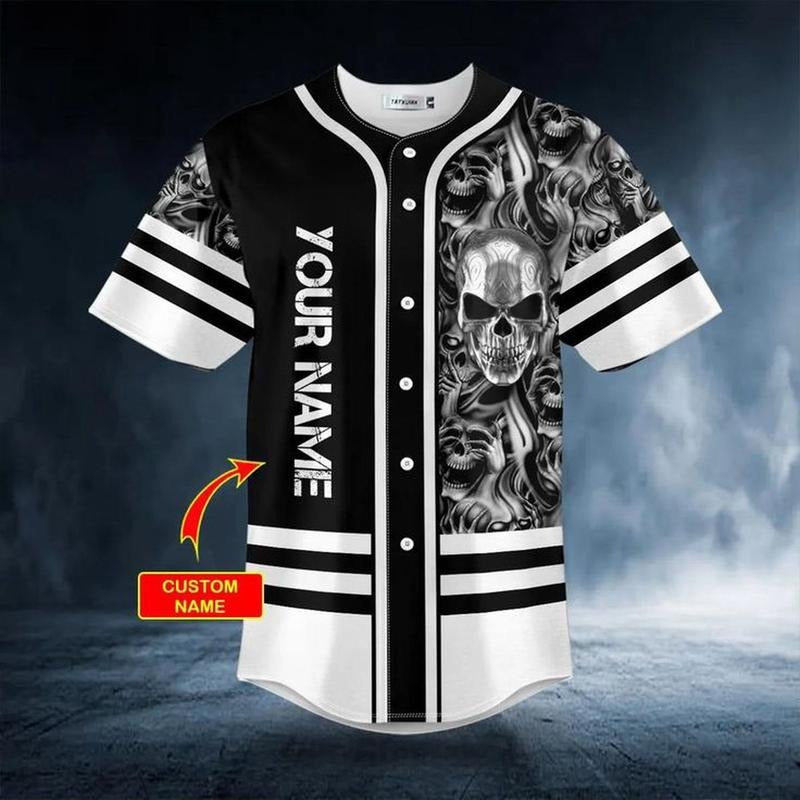 Tribal Metal Demon Skull Custom Baseball Jersey T-Shirts, Hoodie, Sweatshirt | PodTeesHub.com
