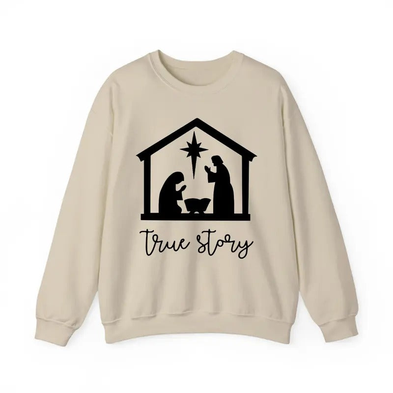 True Story Christmas Menswear Sweatshirt - Nativity Design, Perfect for Men and Women, Celebrate Jesus and the Holiday...