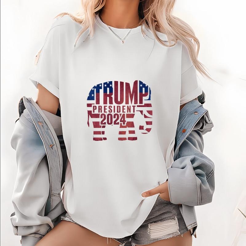 Trump 2024 Presidential Campaign Elephant - themed American Flag Tee Hoodie, Sweatshirt | PodTeesHub.com