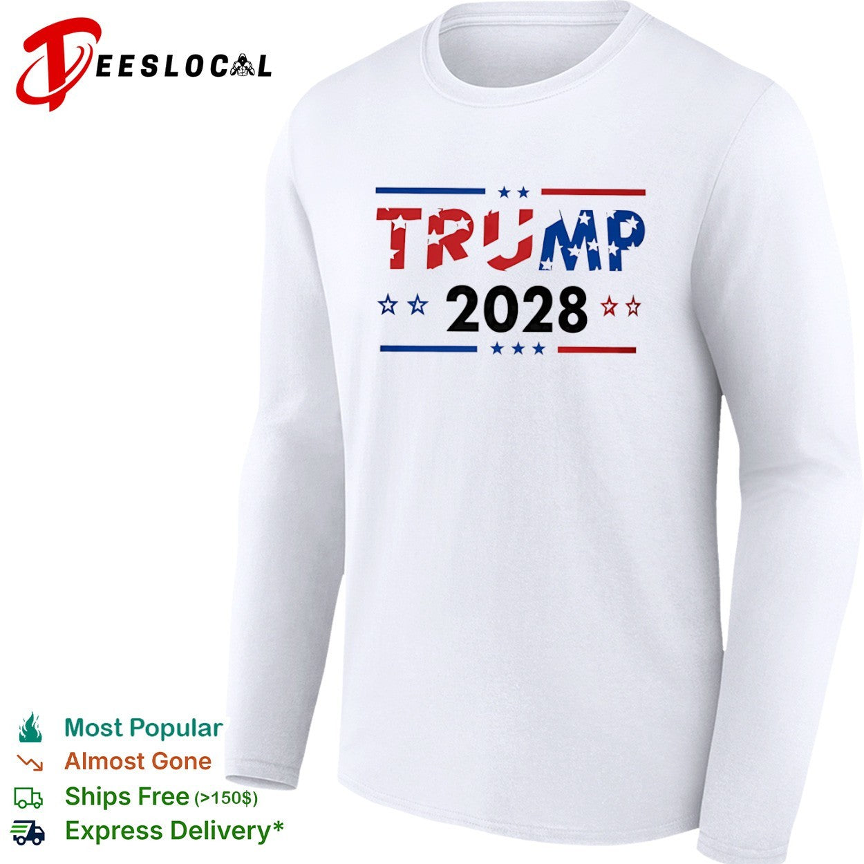Trump 2028 patriotic stars and stripes shirt