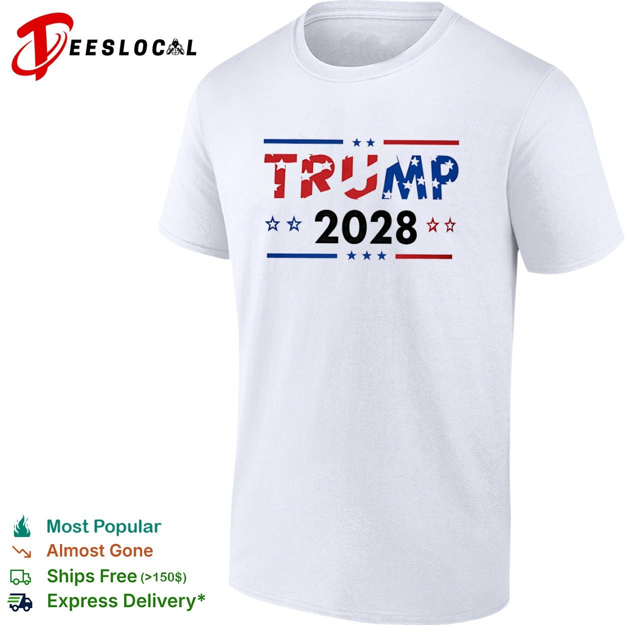 Trump 2028 patriotic stars and stripes shirt