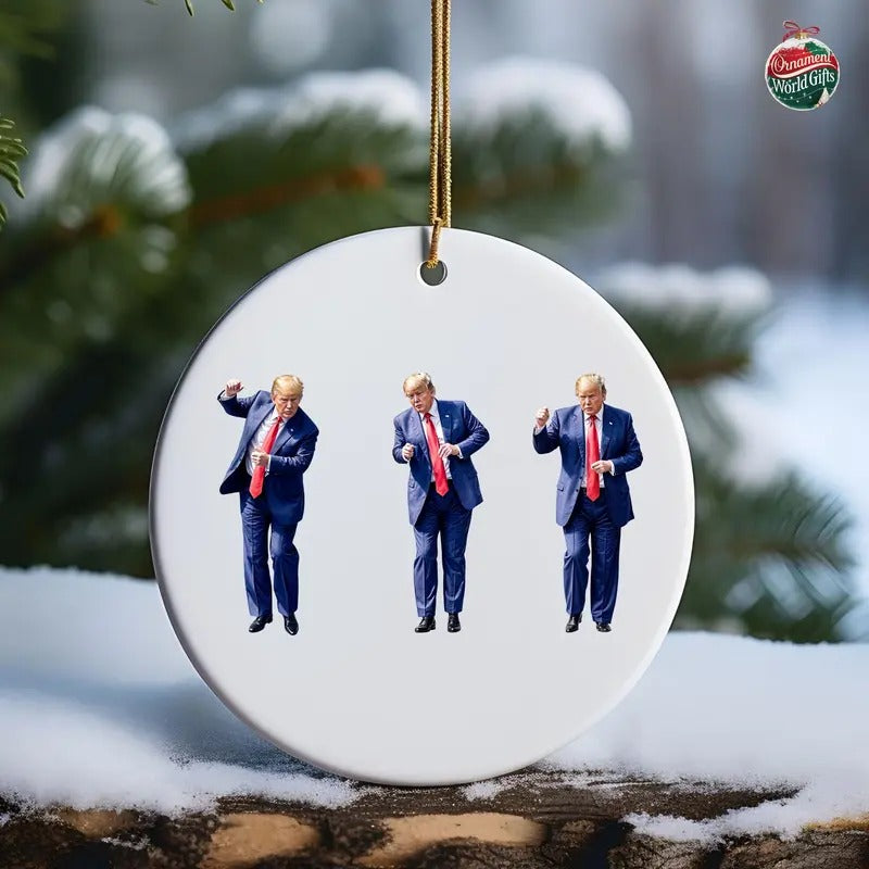 Trump Dancing Ornament, I'll Be Home For Christmas Ornament, Trump Christmas Ornament, Christmas Republican Ornament...
