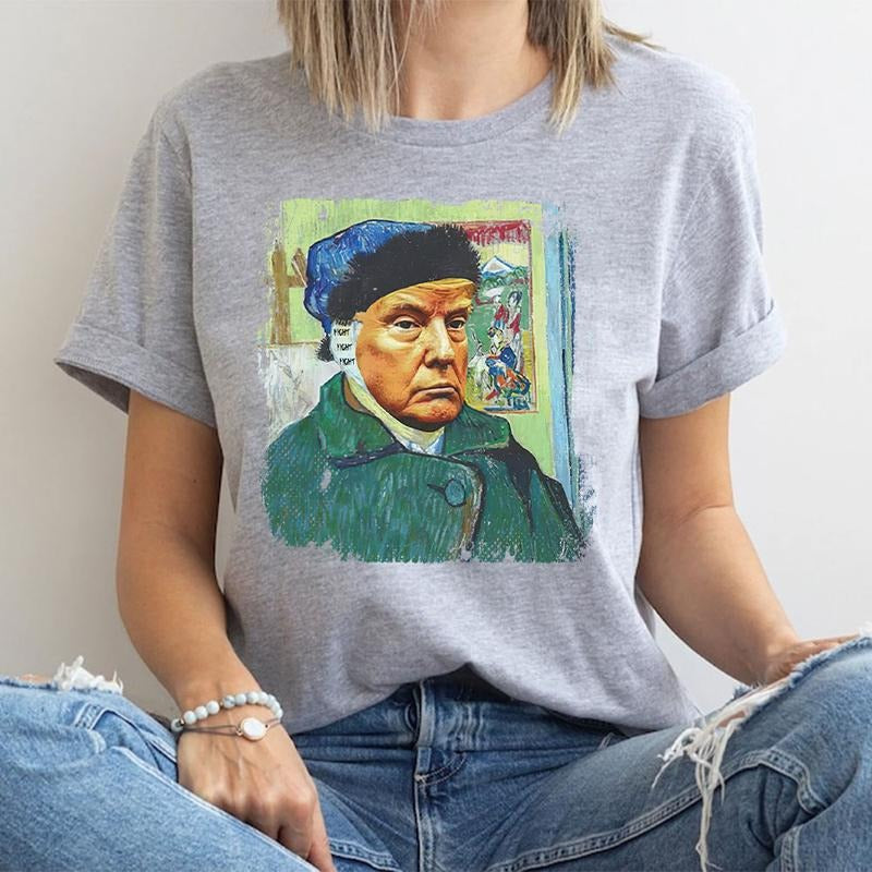 Trump Gogh T-Shirt, Van Gogh Trump 2024, Trump Ear Bandage Shirt, Trending T-Shirt Hoodie, Sweatshirt | PodTeesHub.com