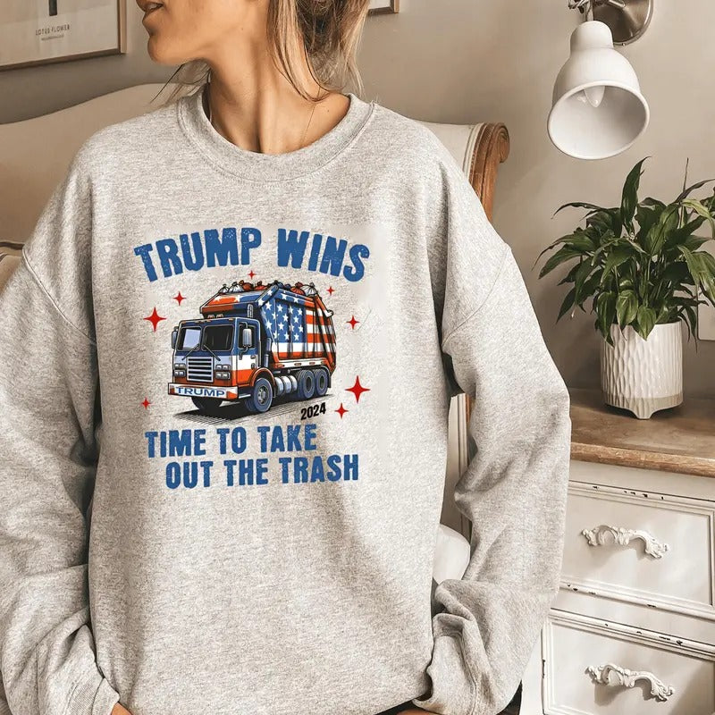 Trump Wins, Trump 2024, Take Out the Trash Republican Menswear Hoodie, T-Shirt, and Sweatshirt