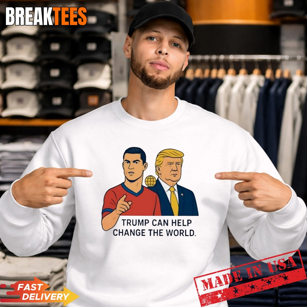 Trump and Ronaldo Change the world parody comic t-shirt