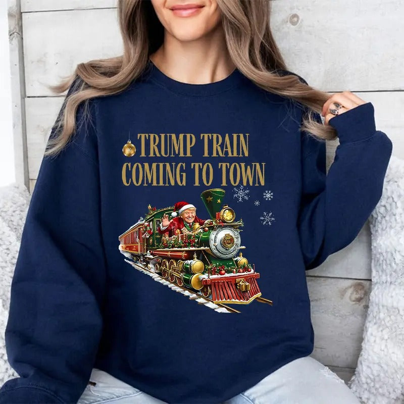 Trumpp Train Christmas Shirt, Trummp Supporters Shirts, Graphic Trending Tee Hoodie, Sweatshirt | PodTeesHub.com