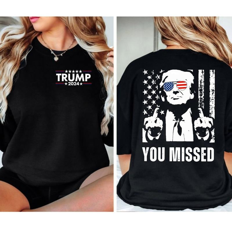 Trumpp You Missed Btches T-Shirt,Trumpp Shot shirt, Trump 2024 Ear Tee style 03 Hoodie, Sweatshirt | PodTeesHub.com