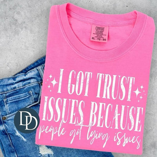 "Trust Issues" Random Color Graphic T-Shirt, Comfortable Comfy Top Womenswear Everyday Love Soft Streetwear Casual...