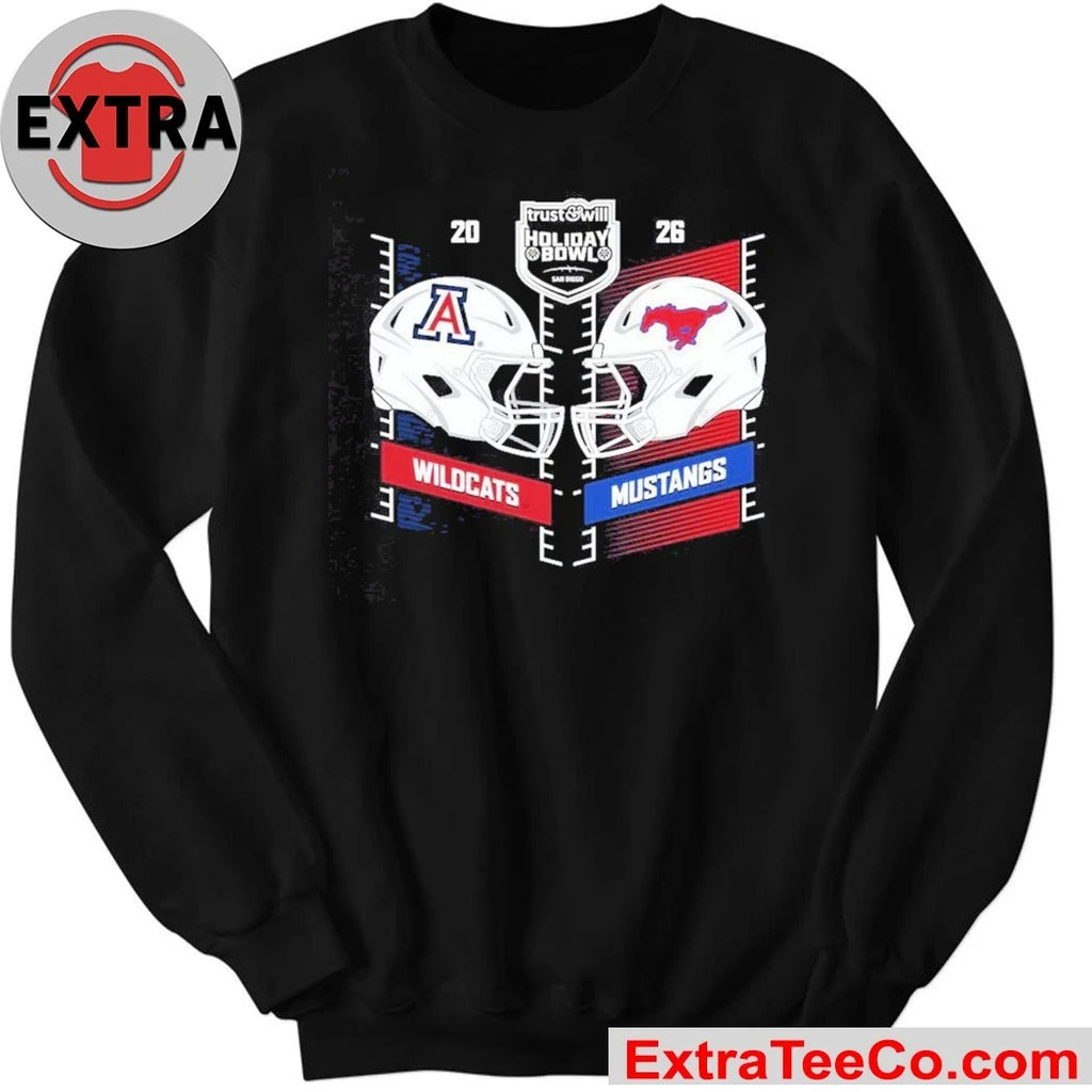 Trust &amp; Will Holiday Bowl 2026 Arizona Wildcats and SMU Mustangs Logo Friday, January 2, 2026 at Snapdragon Stadium in San Diego, California Shirt