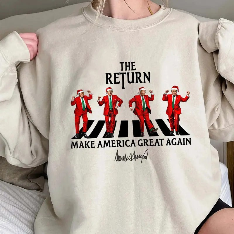 Truump The Return Shirt, Trummp Supporters Shirts, Graphic Christmas Shirt Comfort Cotton Hoodie, Sweatshirt | PodTeesHub.com