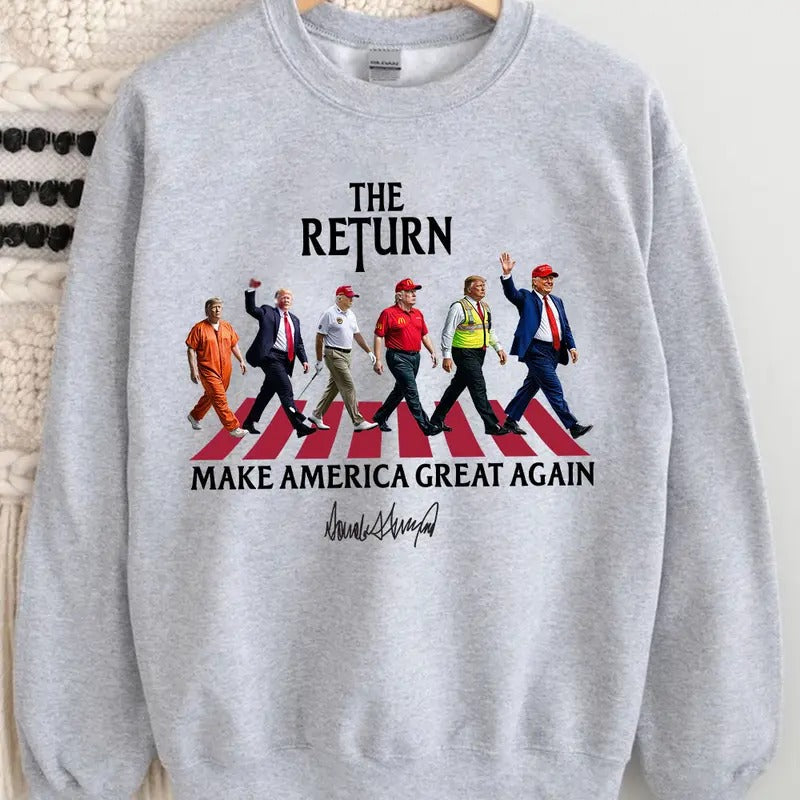 Truump The Return Shirt, Trummp Supporters Shirts, Graphic Christmas Shirt Cotton Fabric Classic Menswear Hoodie, Sweatshirt
