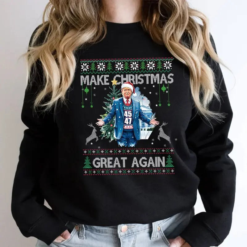 Truump Ugly Xmas Shirt, Trummp Supporters Shirts, Graphic Christmas Shirt style 04 Hoodie, Sweatshirt | PodTeesHub.com