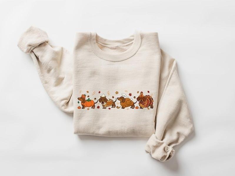 Turkey Dog T-shirt, Cute Wiener Dog Thanksgiving Tee, Dachshund Lover Sweatshirt, Funny Turkey Costume Dog Gift,...