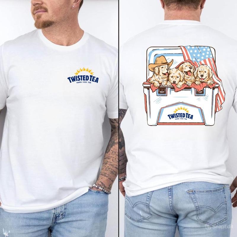 Twisted Tea Golden Retriever Shirt, 4th of July Streetwear Tee for Beer Lovers, Graphic T-Shirts for Men Gifts & Vintage...