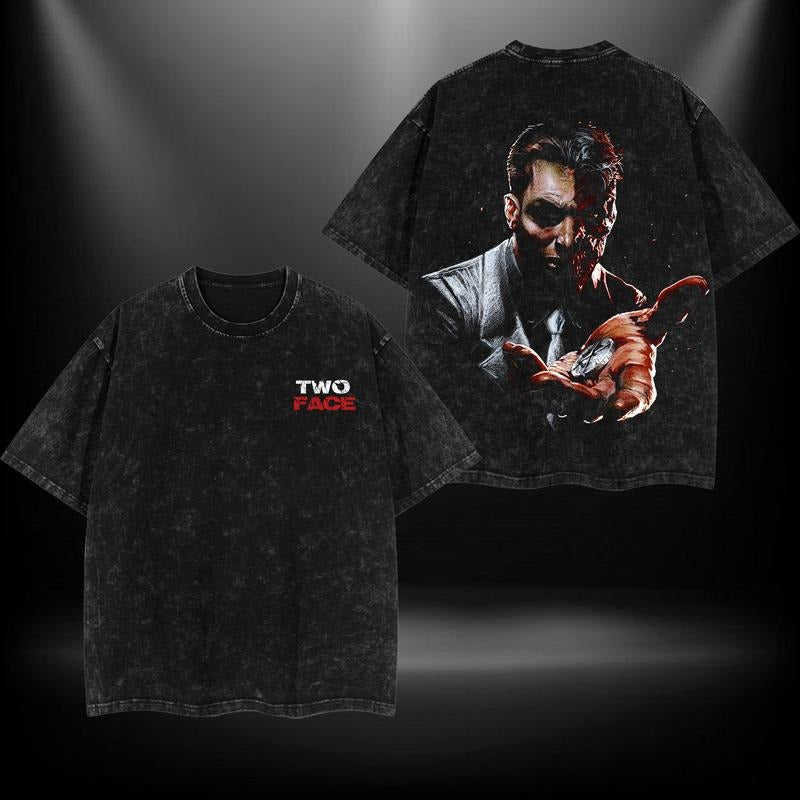 Two Face Gotham Grime Washed Tee Gift for movie fans Top Apparel Classic Oversized Seamless Simple Straight Man designer...