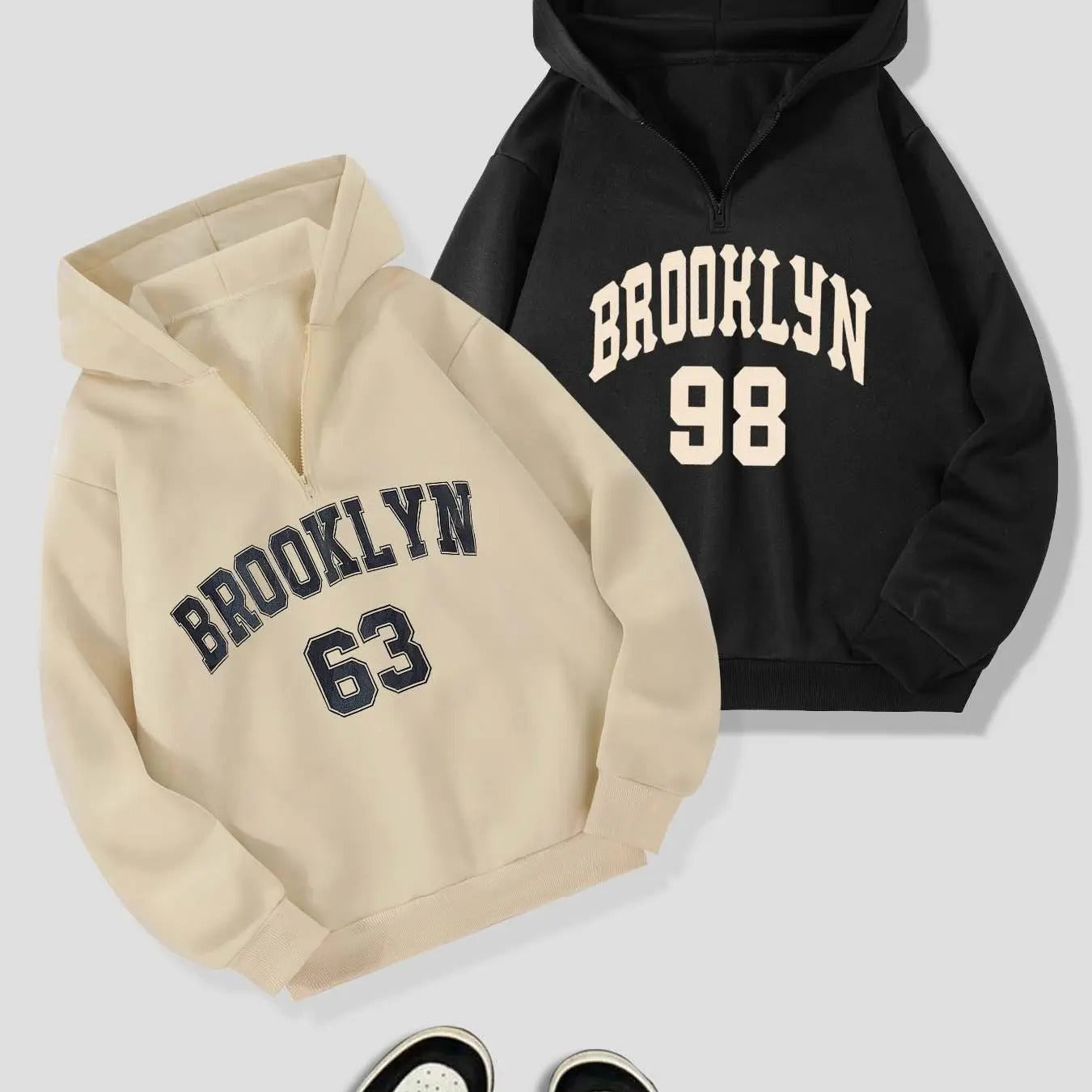 Two-Piece Set Men's Letter Print Zip Up Hoodie, Casual Long Sleeve Hooded Sweatshirt for Fall & Winter, Men's Clothes for...