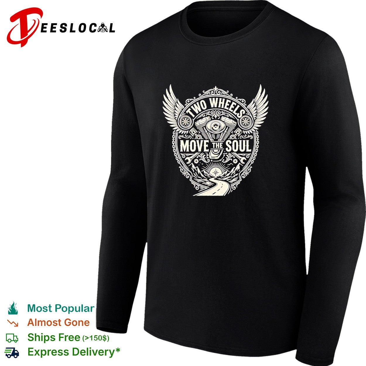 Two Wheels Move the Soul motorcycle biker logo shirt