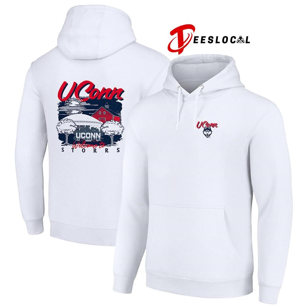 UConn Huskies welcome to Storrs hand drawn campus graphic shirt