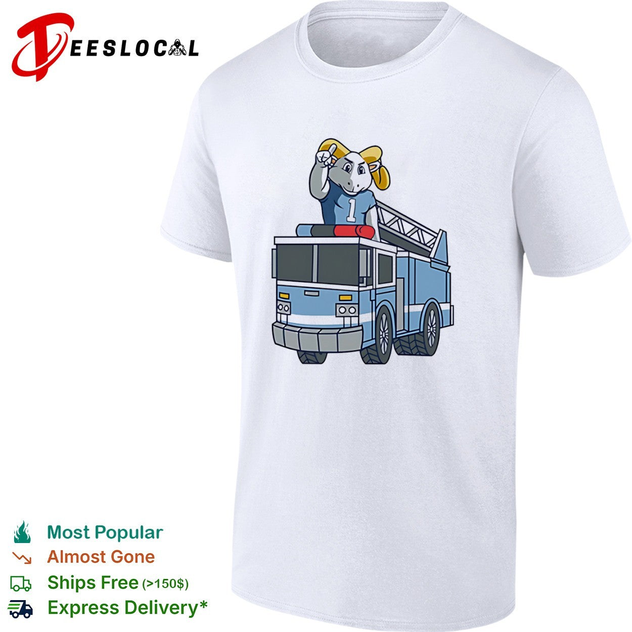 UNC Tar Heels Mascot Fire Truck 1 Shirt