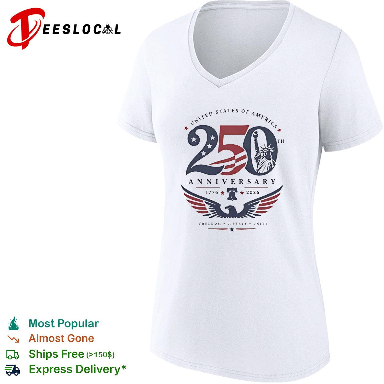USA 250th anniversary 1776 2026 Statue of Liberty freedom liberty unity shirt