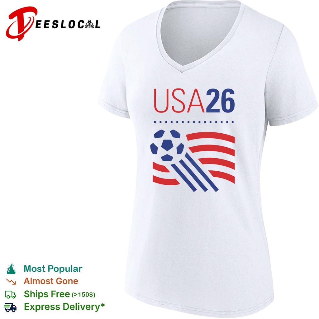 USA 26 Soccer Tournament Patriotic Stripes and Sports Ball shirt