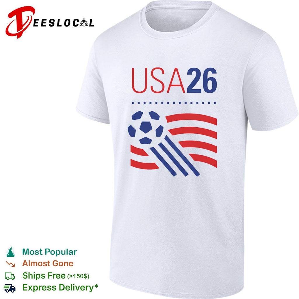 USA 26 Soccer Tournament Patriotic Stripes and Sports Ball shirt