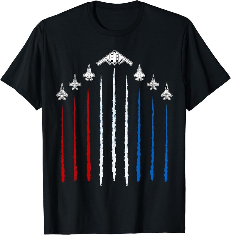 USA Fighter Jets 4th of July Men Women Funny Patriotic T-Shirt | Unisex Cotton Tee Gift, Crewneck, Short Sleeve Hoodie,...