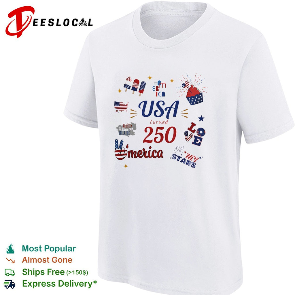 USA turned 250 merica Bed Wine Blue Love Oh my Stars Patriotic Fourth of July shirt